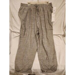 Royalty For Me Pants Green Linen Pull On Drawstring Women XL